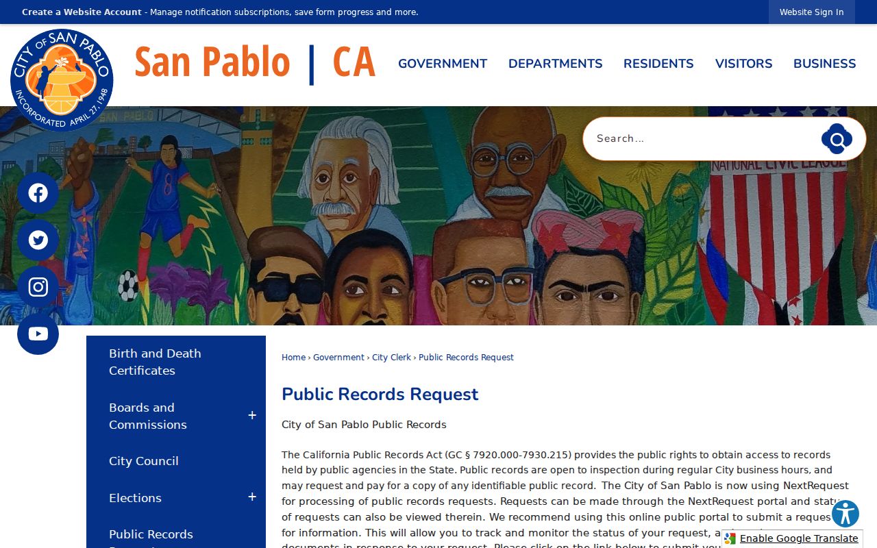 San Pablo people search through the city public records request system