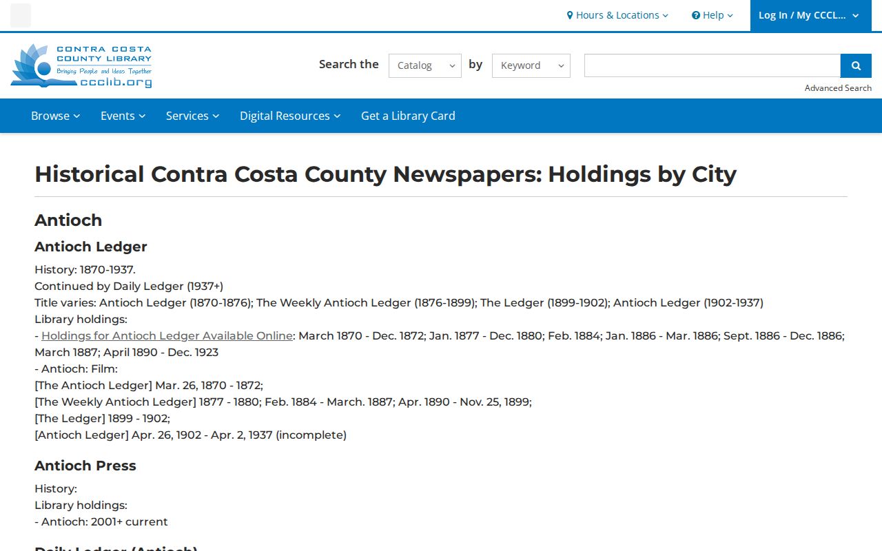 San Pablo public records historical newspaper holdings