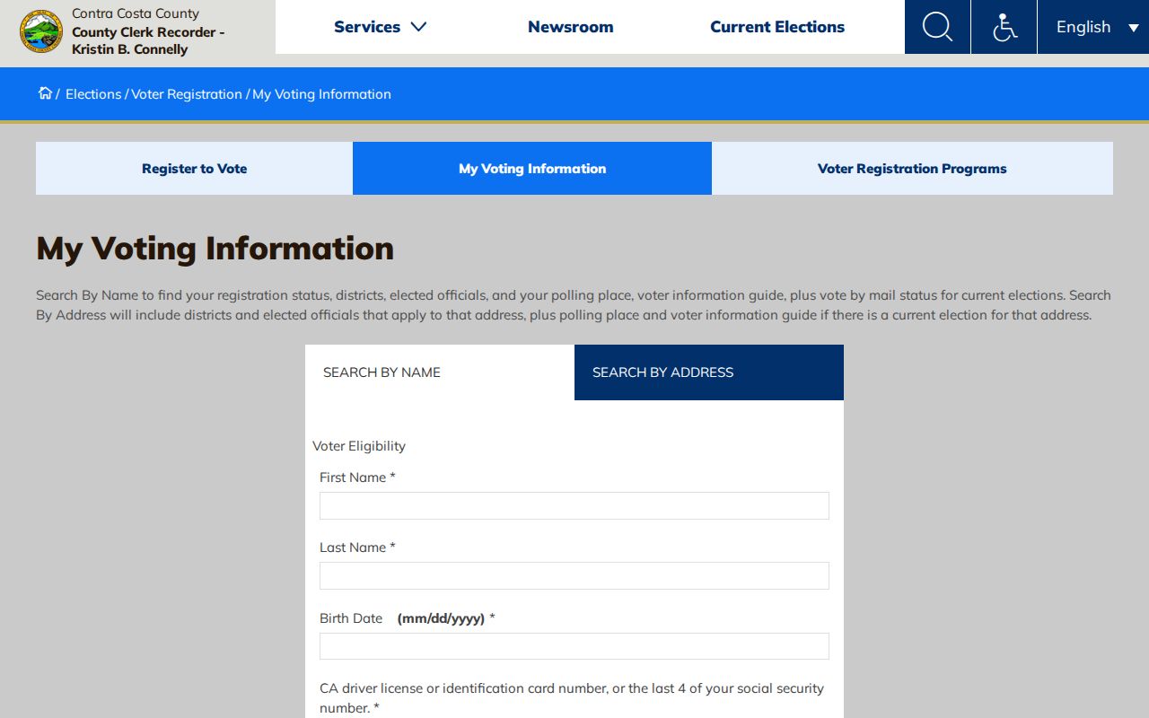 San Pablo voter registration lookup through Contra Costa My Voting Information